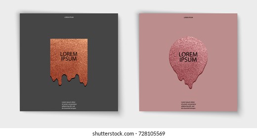 Modern and stylish minimal design. Copper glossy background. Metallic texture. Bronze metal texture. Rose quartz pattern. Abstract shiny background. Luxury sparkling background for holiday, invitation