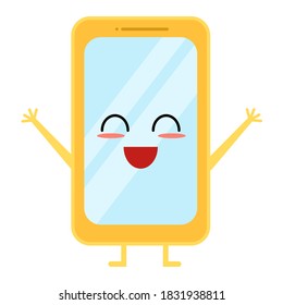 A modern stylish mobile flat design with happy expressions