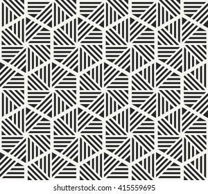 Modern stylish monochrome hexagonal texture with geometric structure - vector seamless pattern
