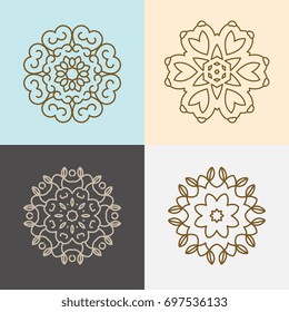 Modern stylish organic logo design element in thin line style. Trendy template. Ecology, natural concept of alternative medicine, eco friendly product