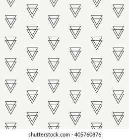 Modern stylish outlined geometric texture with structure of repeated double triangles - vector seamless pattern