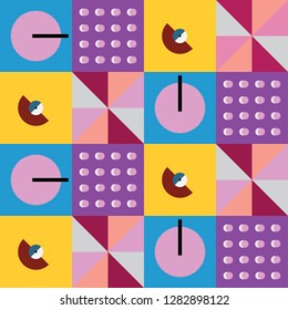 Modern stylish patchwork seamless pattern. Vector contrast illustration. Abstract  geometric hipster fashion design. 