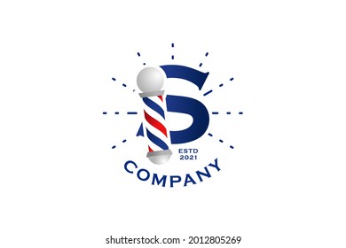 Modern, Stylish and Professional illustration logo design initial S Barbershop.