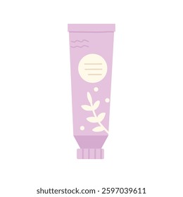 A modern, stylish purple cream tube featuring a beautiful floral design, perfect for skincare products.