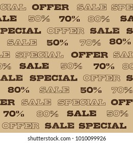 Modern and stylish sale seamless pattern. Vector illustration. Holiday Collection.