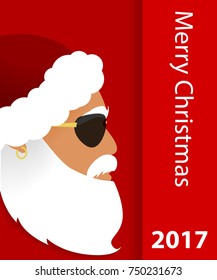 modern stylish santa hipster head merry christmas greetings 2017