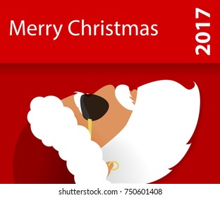 modern stylish santa hipster head merry christmas greetings 2017 horizontal
