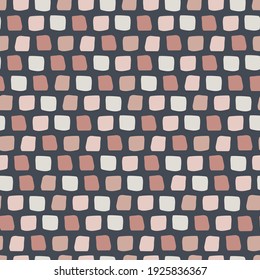 Modern and stylish seamless patterns with abstract squares and rhombuses in powdery pink color. For printing on fabrics, textiles, decorative pillows, notebooks. Vector graphics.