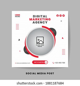 Modern and stylish, super easy editable social media post banner for online or digital marketing agency template.