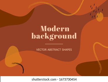 Modern stylish template with abstract shapes in terracotta colors. Contemporary burnt orange background. Vector illustration for presentation, flyer, banner and branding design