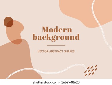 Modern   stylish templates and organic abstract shapes in pastel colors  Neutral beige   terracotta background in Scandinavian style  Burnt orange contemporary collage  Vector Illustration