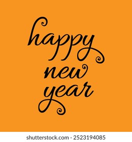 modern stylish text design 2025 Happy New Year 2025 text design. 2025 new year with wishes. Happy New Year  with classic font and brown text with yellow background, marketing, designing, 2025