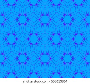 Modern stylish texture. Blue stylish background with fancy elements. Vector seamless pattern.