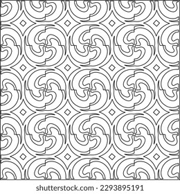  Modern stylish texture. Composition from regularly repeating geometrical element. Black and white pattern for web page, textures, card, poster, fabric, textile.. Vector illustrations.