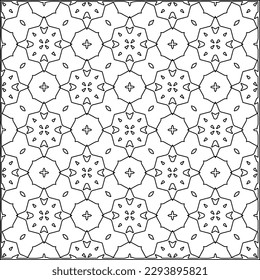  Modern stylish texture. Composition from regularly repeating geometrical element. Black and white pattern for web page, textures, card, poster, fabric, textile.. Vector illustrations.