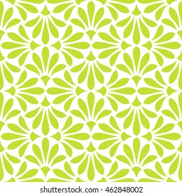 Modern stylish texture with flowers. Seamless vector pattern. Repeating geometric tiles. White and green pattern. Graphic modern pattern.