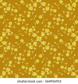 Modern stylish texture with flowers. Vector seamless pattern. Repeating geometric tiles. Yellow texture