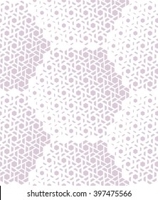 Modern stylish texture of the hexagons. Vector seamless pattern. Repeating geometric tiles. White and pink texture.