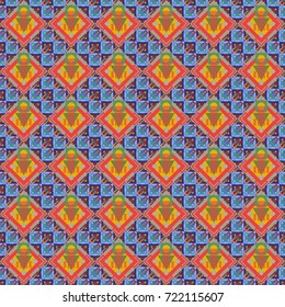Modern stylish texture with pink, violet and blue tiles. Repeating geometric tile pattern. Simple graphic design. Trendy hipster geometry. Vector seamless pattern.