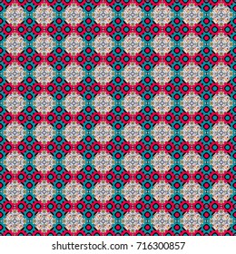 Modern stylish texture with red, black and blue tiles. Trendy hipster geometry. Vector seamless pattern. Repeating geometric tile pattern. Simple graphic design.