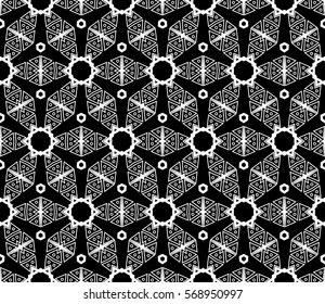 Modern stylish texture. Repeating abstract background with chaotic strokes.Vector monochrome seamless pattern