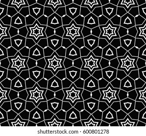 Modern stylish texture. Repeating abstract background with chaotic strokes.Vector monochrome seamless pattern