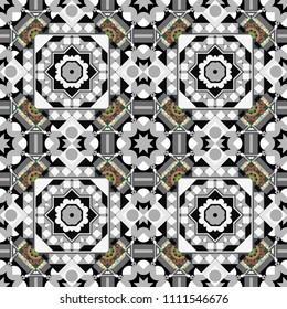 Modern stylish texture. Repeating geometric brown, gray and black tiles. Trendy contemporary graphics. Vector seamless pattern.