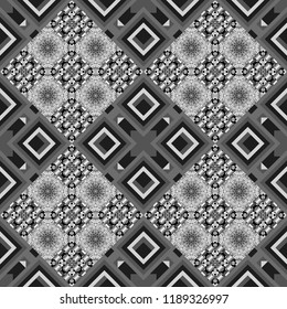 Modern stylish texture. Repeating geometric gray, black and white tiles. Trendy contemporary graphics. Vector seamless pattern.