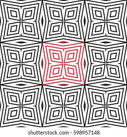 Modern stylish texture. Repeating geometric tiles, linear grid. Contemporary graphic design. Black and white tile. Element of the pattern in the center. Vector