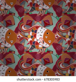 Modern stylish texture. Repeating geometric tiles with fish. Vector seamless pattern.