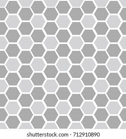 Modern stylish texture. Repeating geometric tiles with filled with dotted hexagons. Regular hipster background. Small circles form hexagonal minimalistic ornament.Vector illustration