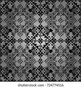Modern stylish texture. Repeating geometric black, white and gray tiles. Vector seamless pattern. Trendy contemporary graphics.
