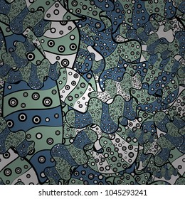 Modern stylish texture. Seamless Gentle, spring on neutral, black and blue colors. Vector - stock.