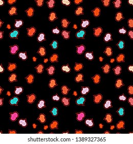 Modern stylish texture. Seamless Gentle, spring on black, red and orange colors. Vector - stock.