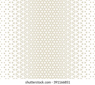 Modern stylish texture of the triangles and hexagons. Vector seamless pattern. Repeating geometric tiles. White and gold texture.
