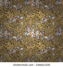 Modern stylish texture. Vector - stock. Seamless Gentle, spring on black, beige and yellow colors.