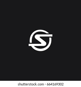 Modern stylish trendy creative circular shaped sports brands black and white color S initial based letter icon logo.