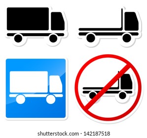 Modern, stylish truck-van-lorry icon set