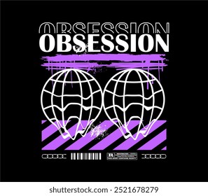 Modern and stylish T-shirt featuring a globe graphic print, perfect for streetwear. Ideal for T-shirts and hoodies, isolated on a black background