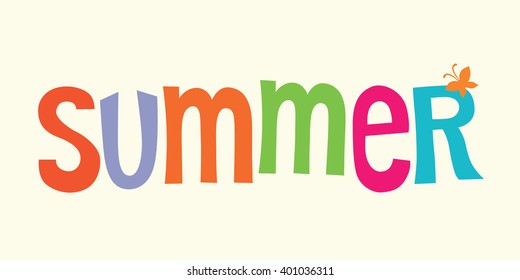 Modern and stylish typographic design poster. Hand lettered text Summer on a background. vector 