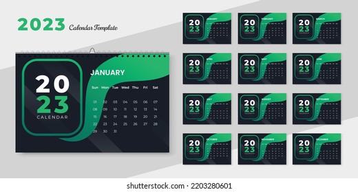 Modern stylish unique natural shape yearly planner 2023 desk calendar planner design template