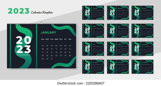 Modern stylish unique natural shape yearly planner 2023 desk calendar planner design template