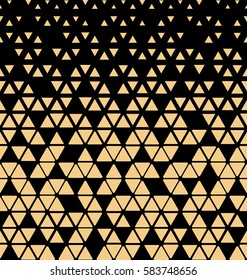 Modern stylish  vector  background of the triangles and hexagons. Repeating geometric pattern tiles. Black and gold texture. 