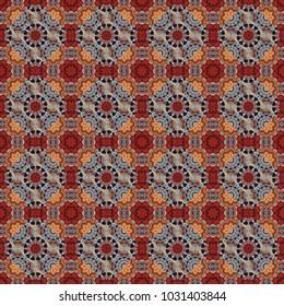 Modern stylish vector colorful texture. Seamless pattern abstract background with random size squares. A mosaic of squares in gray, red and brown colors.