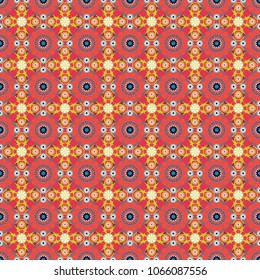 Modern stylish vector colorful texture. Seamless pattern abstract background with random size squares. A mosaic of squares in beige, red and orange colors.