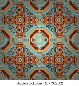 Modern stylish vector colorful texture. Seamless pattern abstract background with random size squares. A mosaic of squares in orange, red and blue colors.