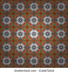 Modern stylish vector colorful texture. Seamless pattern abstract background with random size squares. A mosaic of squares in purple, gray and orange colors.