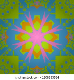 Modern stylish vector colorful texture. Seamless pattern abstract background with random size squares. A mosaic of squares in blue, pink and green colors.