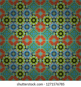 Modern stylish vector colorful texture. Seamless pattern abstract background with random size squares. A mosaic of squares in orange, green and blue colors.