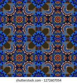Modern stylish vector colorful texture. A mosaic of squares in blue, gray and black colors. Seamless pattern abstract background with random size squares.